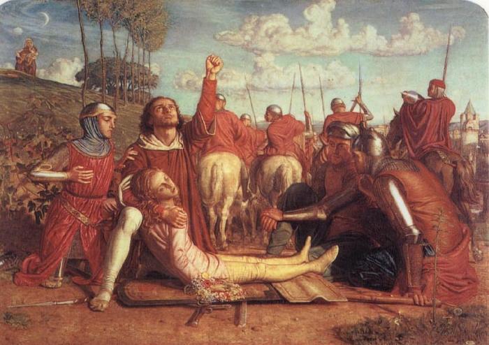William Holman Hunt Rienzi Vowing to Obtain Justice for the Death of his Young Brother,Slain in a Skirmish Between the Colonna and Orsini Factions oil painting picture